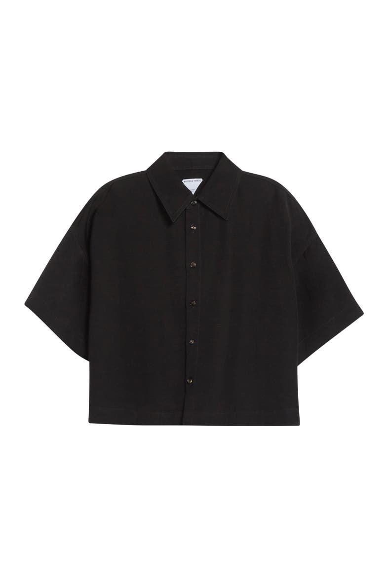 Boxy Crop Button-Up Shirt, Alternate, color, BLACK
