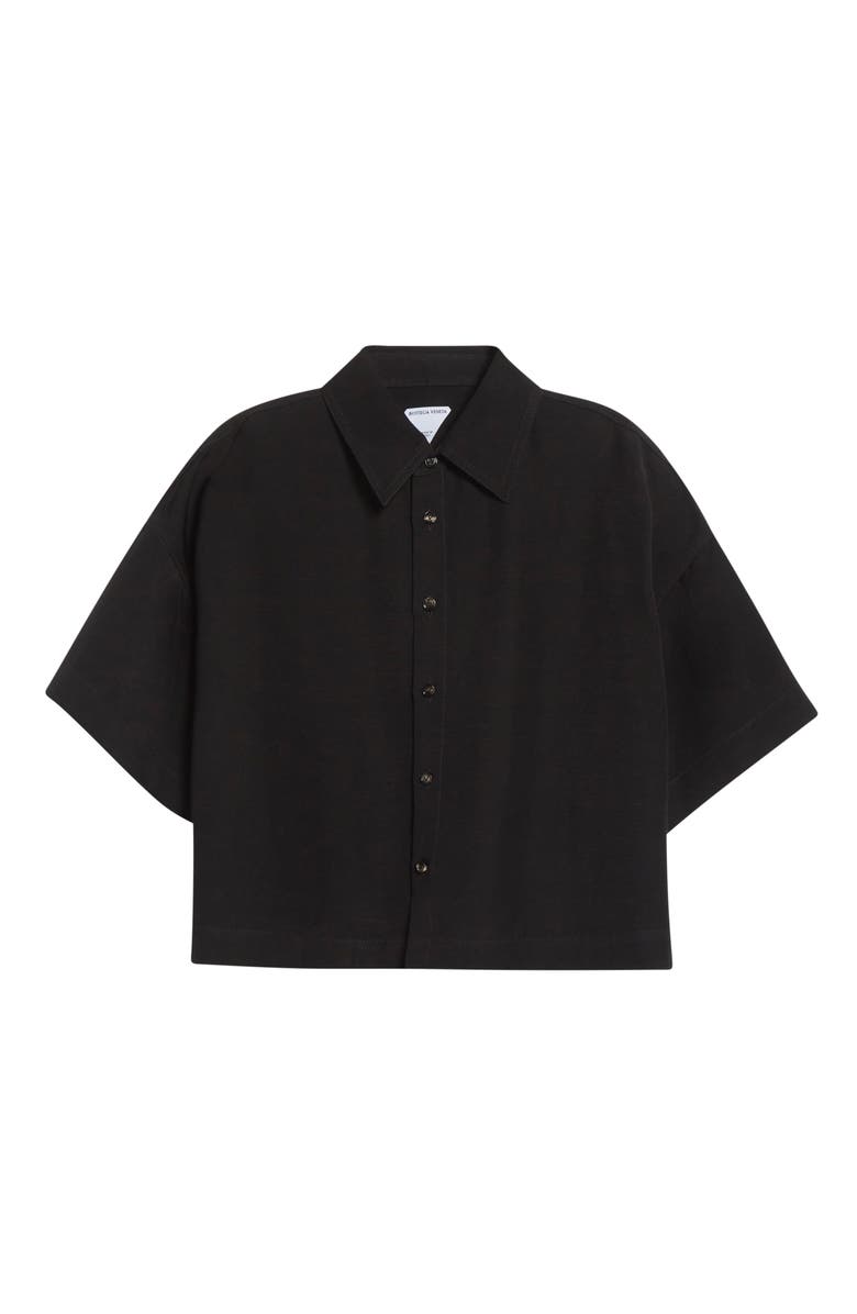 Bottega Veneta Boxy Crop Button-Up Shirt, Alternate, color, Black