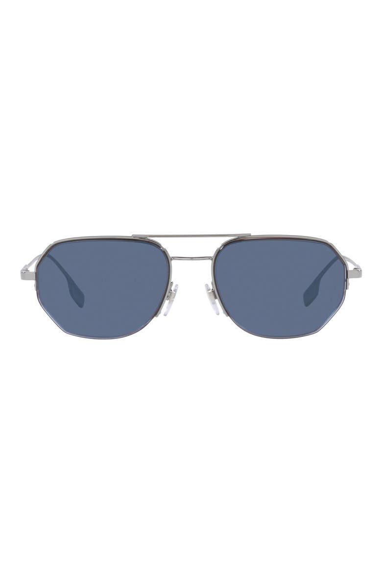 57mm Aviator Sunglasses, Main, color, GUNMETAL