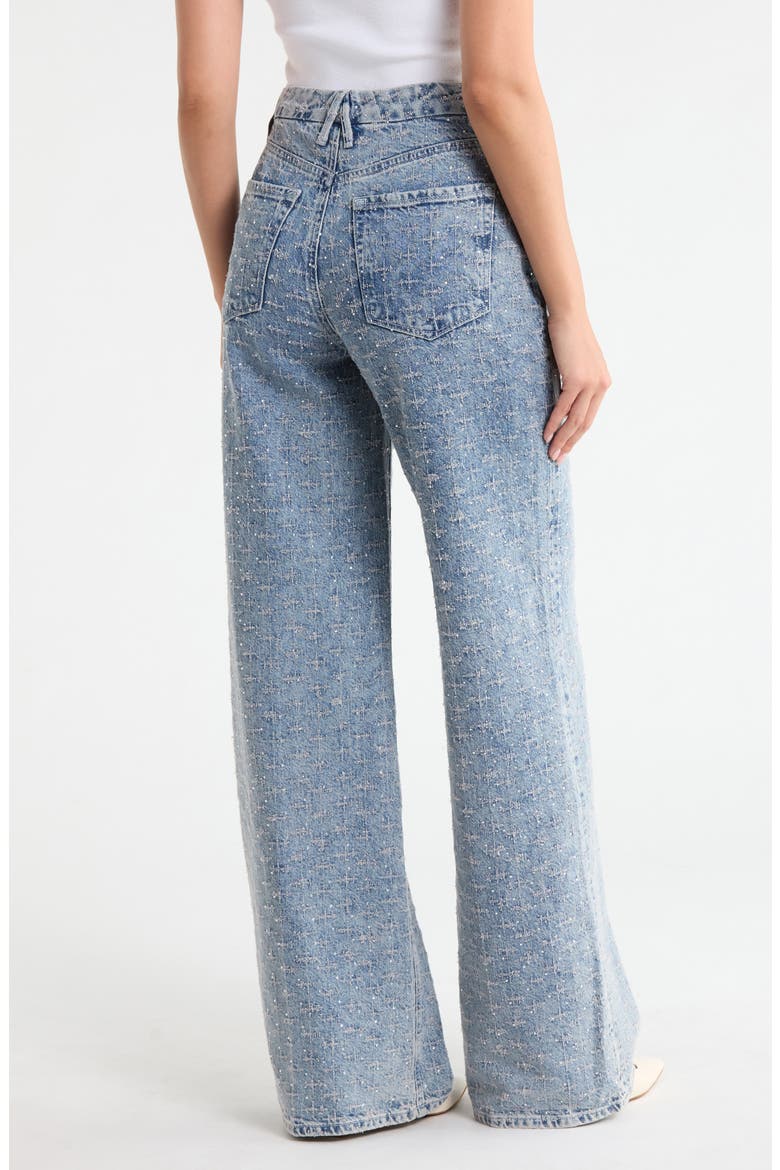 Crystal Embellished High Waist Wide Leg Jeans, Alternate, color, INDIGO1070