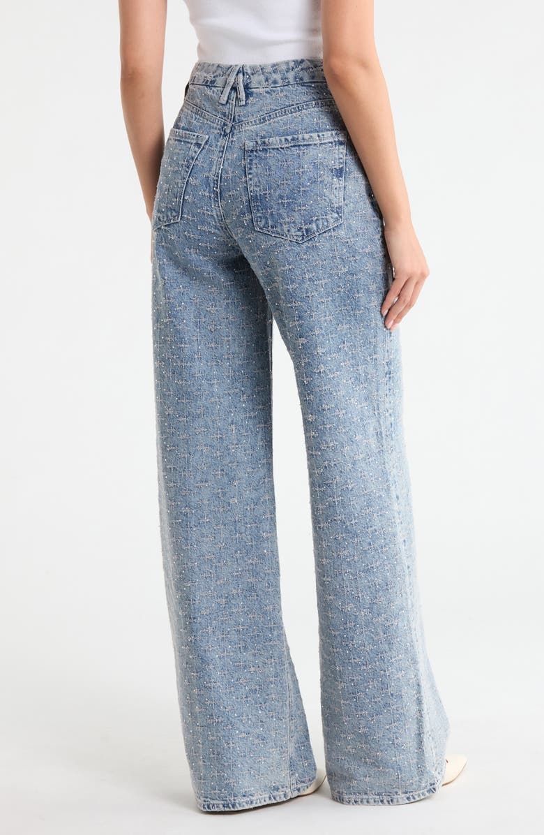 Good American Crystal Embellished High Waist Wide Leg Jeans, Alternate, color,