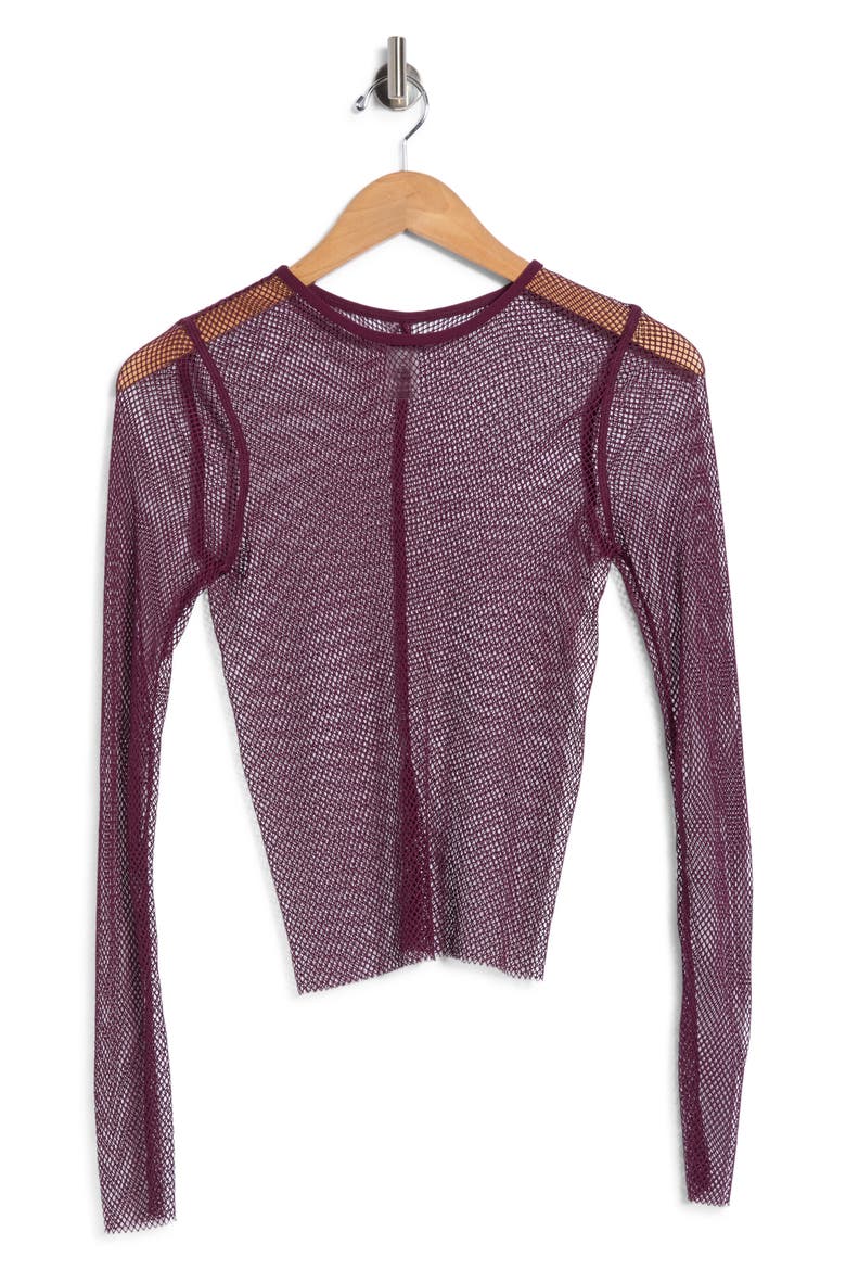 Zani Long Sleeve Mesh Top, Main, color, PLUM