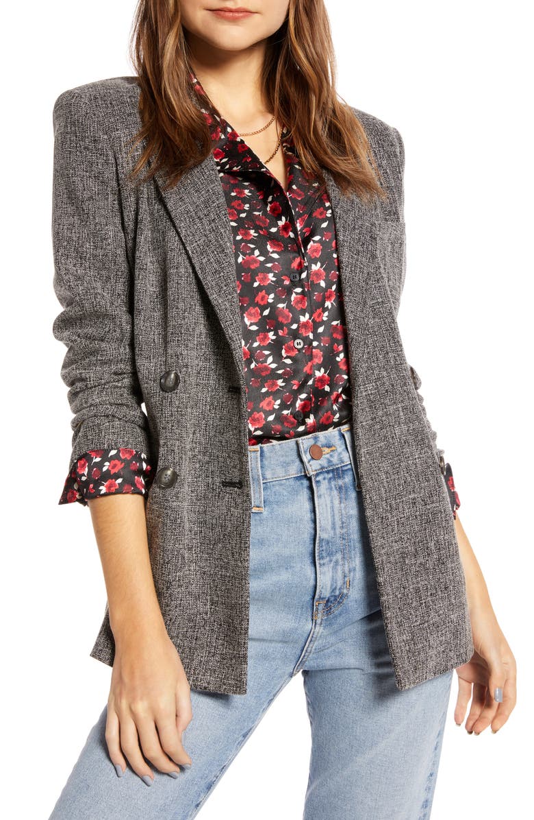 Something Navy Stretch Tweed Blazer, Main, color,
