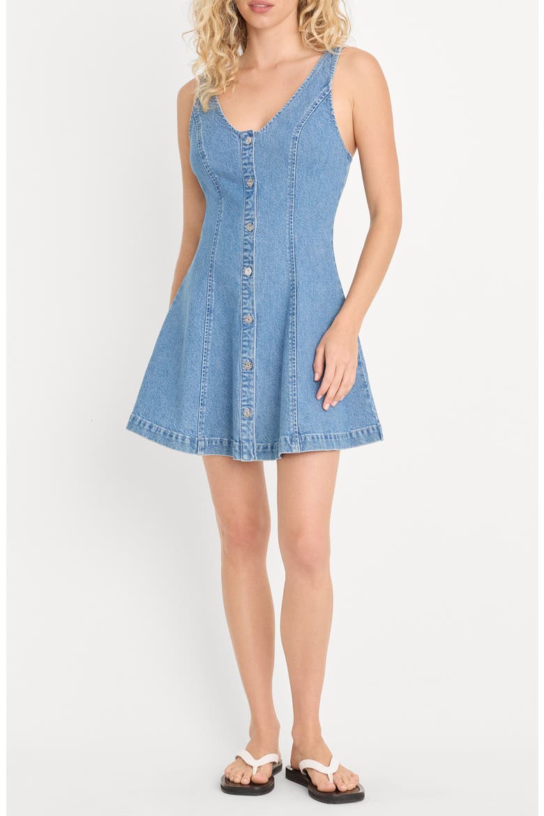 The Flouncy Denim Minidress, Main, color, INDIGO