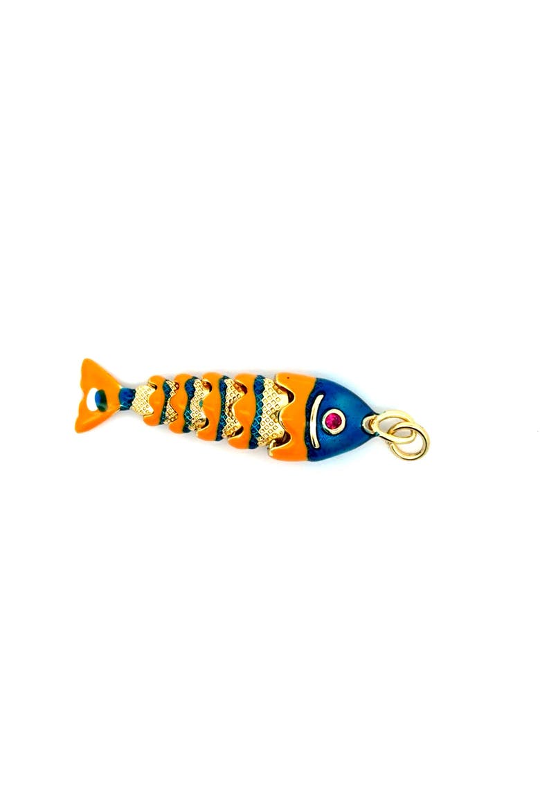 Articulated Enamel Fish Pendant, Alternate, color, orange