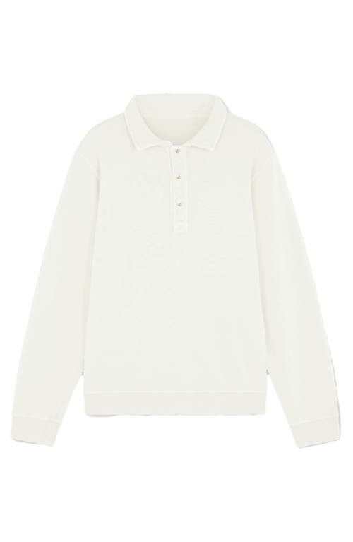 Fortela Hunting Long Sleeve Fleece Jersey Polo Shirt In White