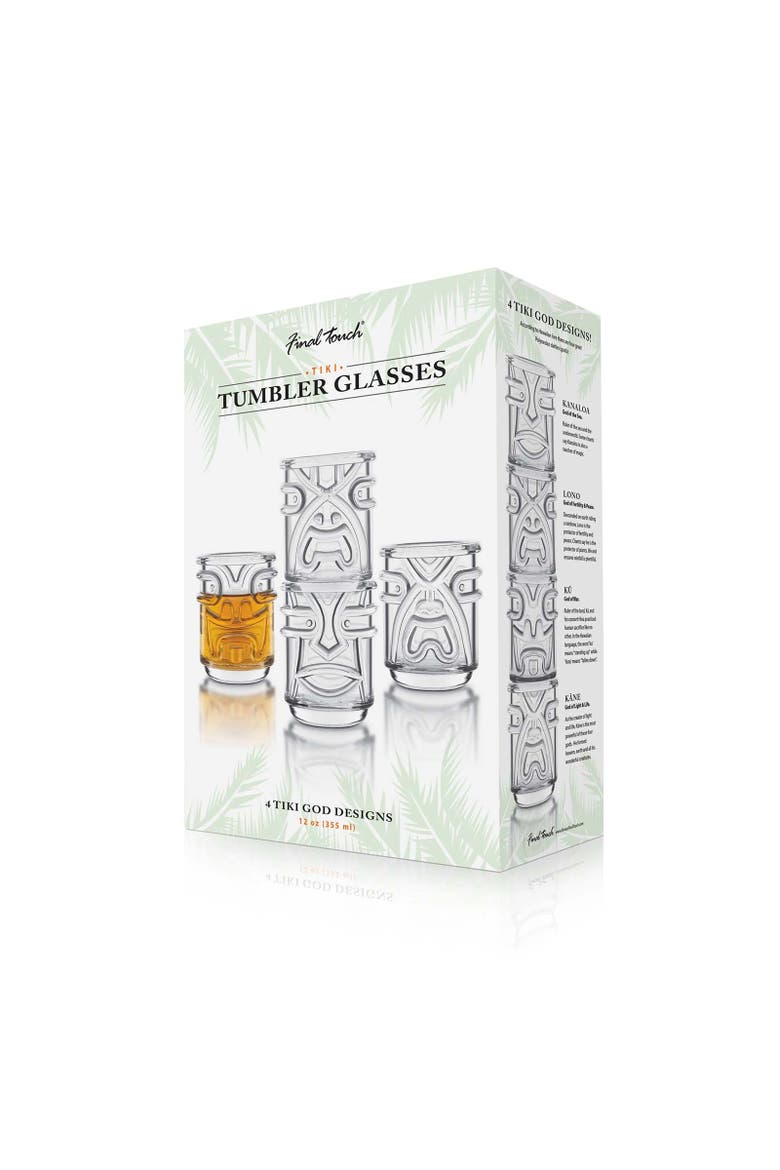 Tiki Tumbler Glasses, Set of 4, Alternate, color, Clear