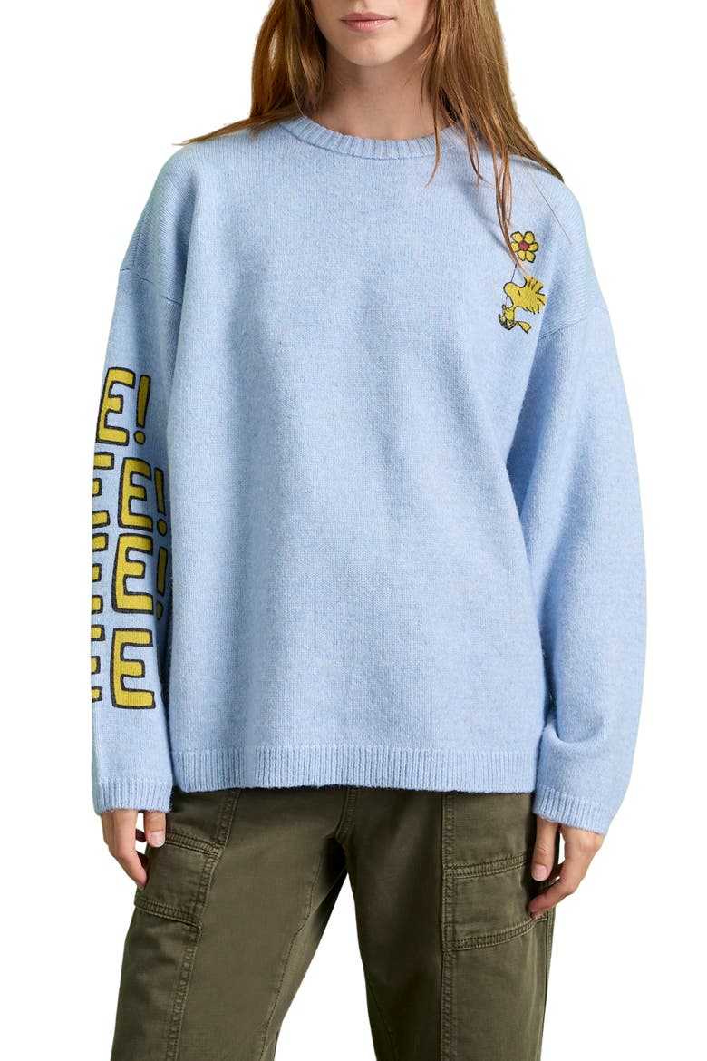 Hee Hee Hee Hee Crewneck Sweater, Main, color, BLUE POWDER