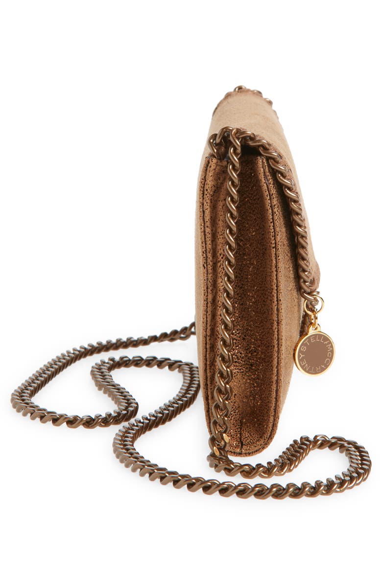 Stella McCartney Falabella Shiny Dot Faux Leather Wallet on a Chain, Alternate, color, Bronze