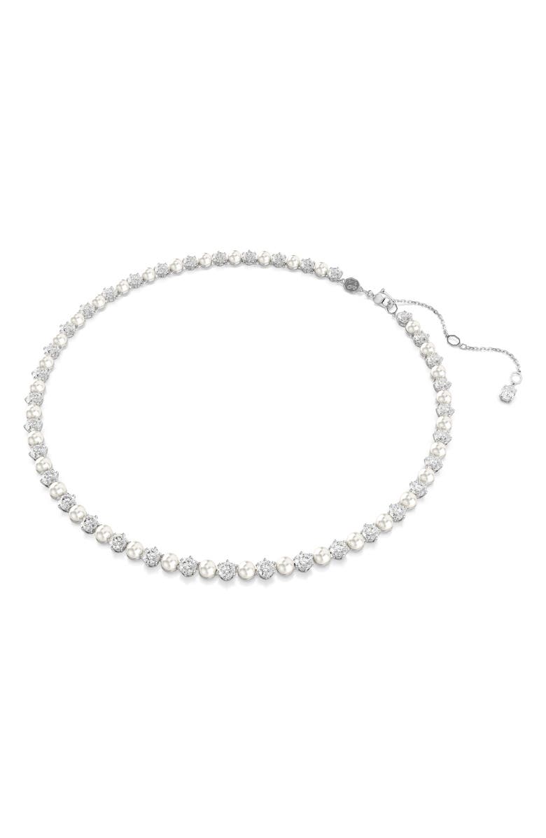 Swarovski Matrix Crystal & Faux Pearl Tennis Necklace, Alternate, color,