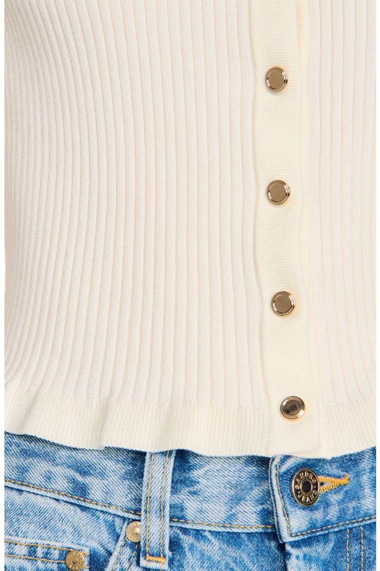 Ruffled rib knit cardigan, Alternate, color, Ecru