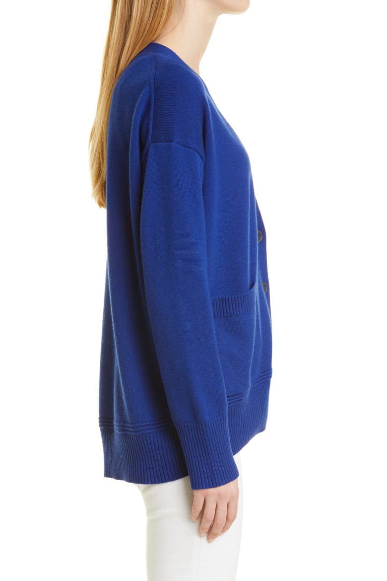 V-Neck Cashmere & Cotton Cardigan, Alternate, color, BLUE SODALITE
