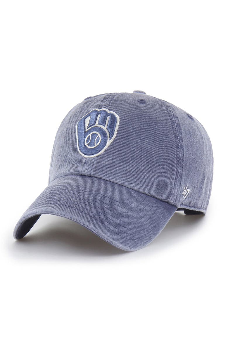 Men's '47 Navy Milwaukee Brewers Pigment Clean Up Adjustable Hat, Main, color, Navy