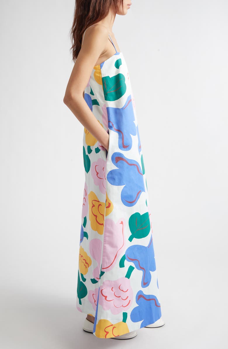 Marimekko Huvittaa Kukasta Kukkaan Floral Cotton & Linen Maxi Dress, Alternate, color, Light Green/ Green/ Blue