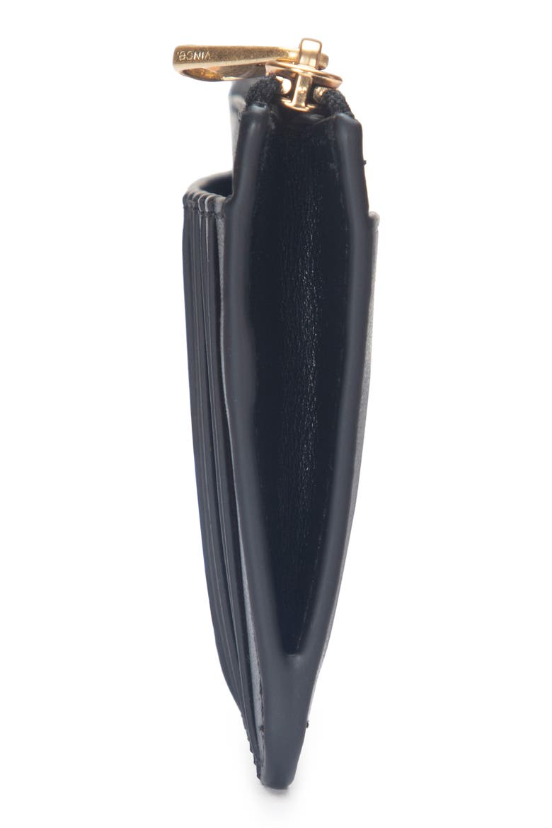 Leather Zip-Top Card Case, Alternate, color, BLACK