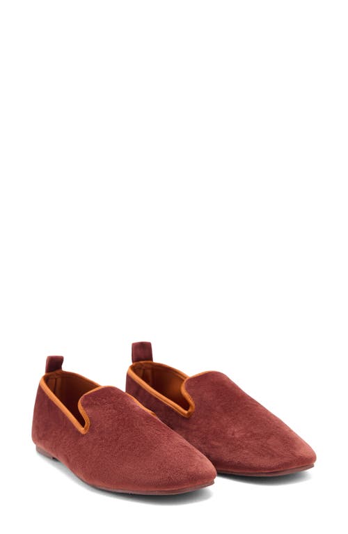 Mango Velour Slippers With Piping Brown In Brown