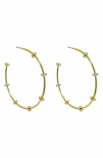 Liza Schwartz Cubic Zirconia Station Hoop Earrings