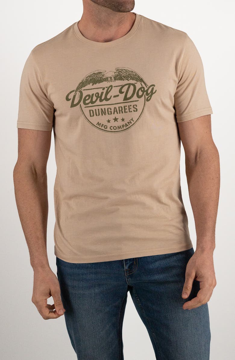 Devil-Dog Dungarees Cotton Blend Graphic T-Shirt, Main, color, Heather Tan