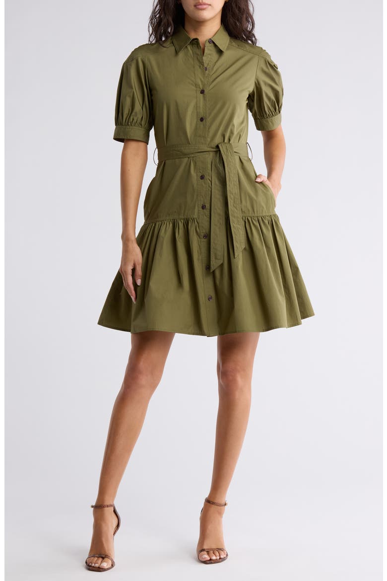 Luma Cotton A-Line Shirtdress, Main, color, HUNTER
