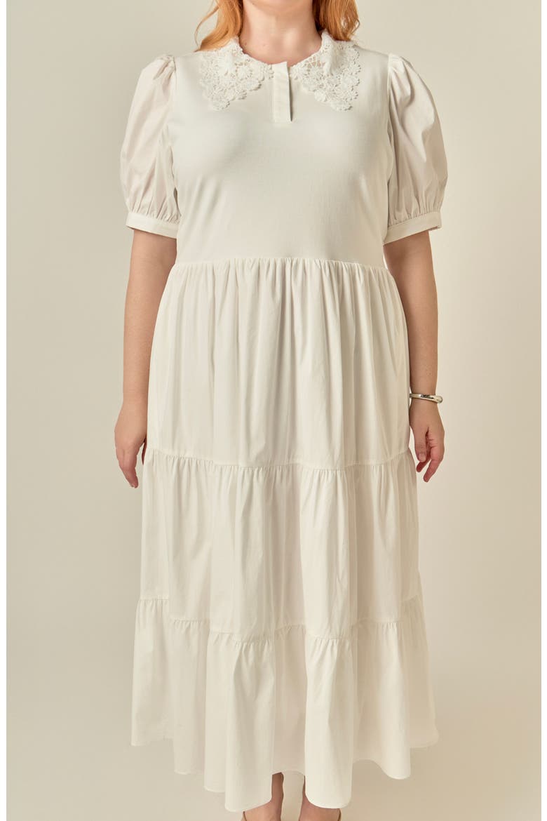 Mixed Media Midi Dress, Alternate, color, WHITE