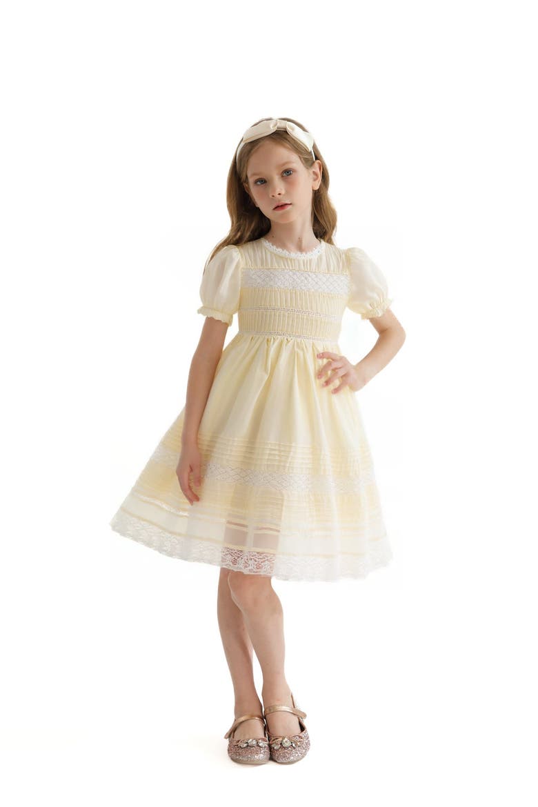 London Pleated Dress, Alternate, color, Cream