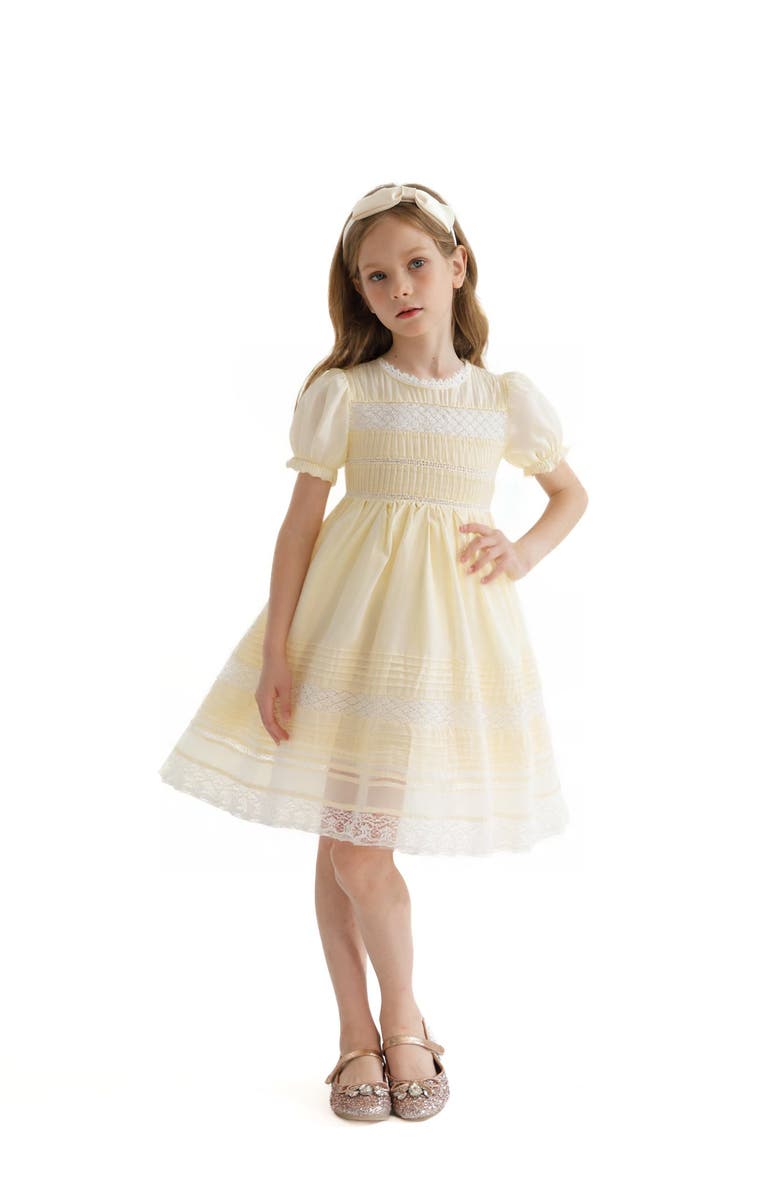 Sweet Cactus London Pleated Dress, Alternate, color, Cream