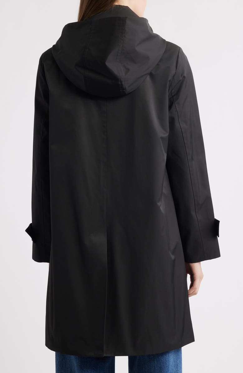 London Fog Oversize Single Breasted Hooded Raincoat, Alternate, color, Black