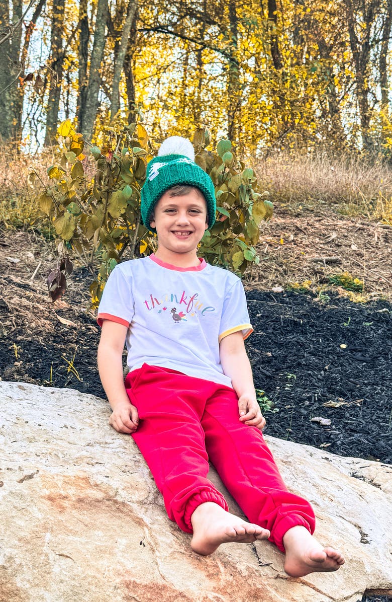 Bits & Bows Thankful Thanksgiving T-Shirt, Alternate, color, Orange