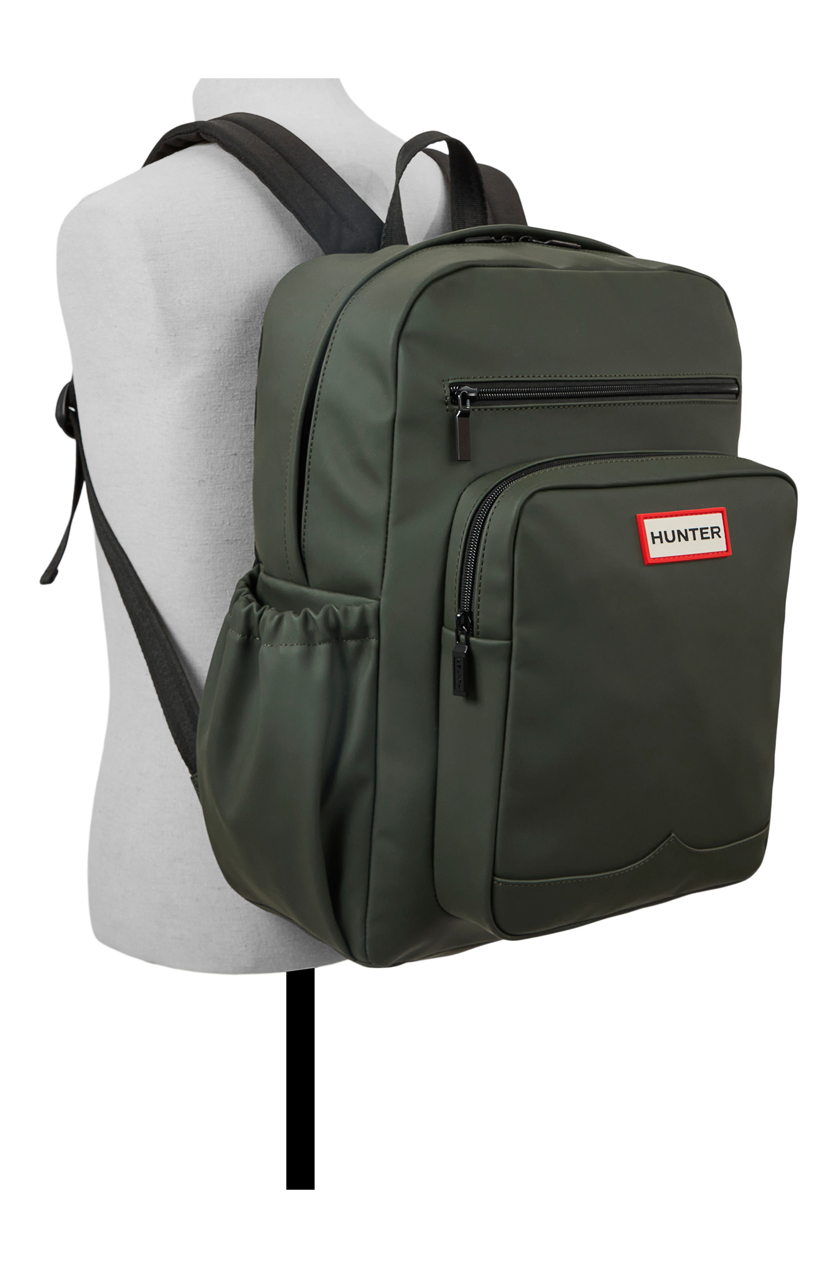 Matte Faux Leather Backpack, Alternate, color, DARK GREEN