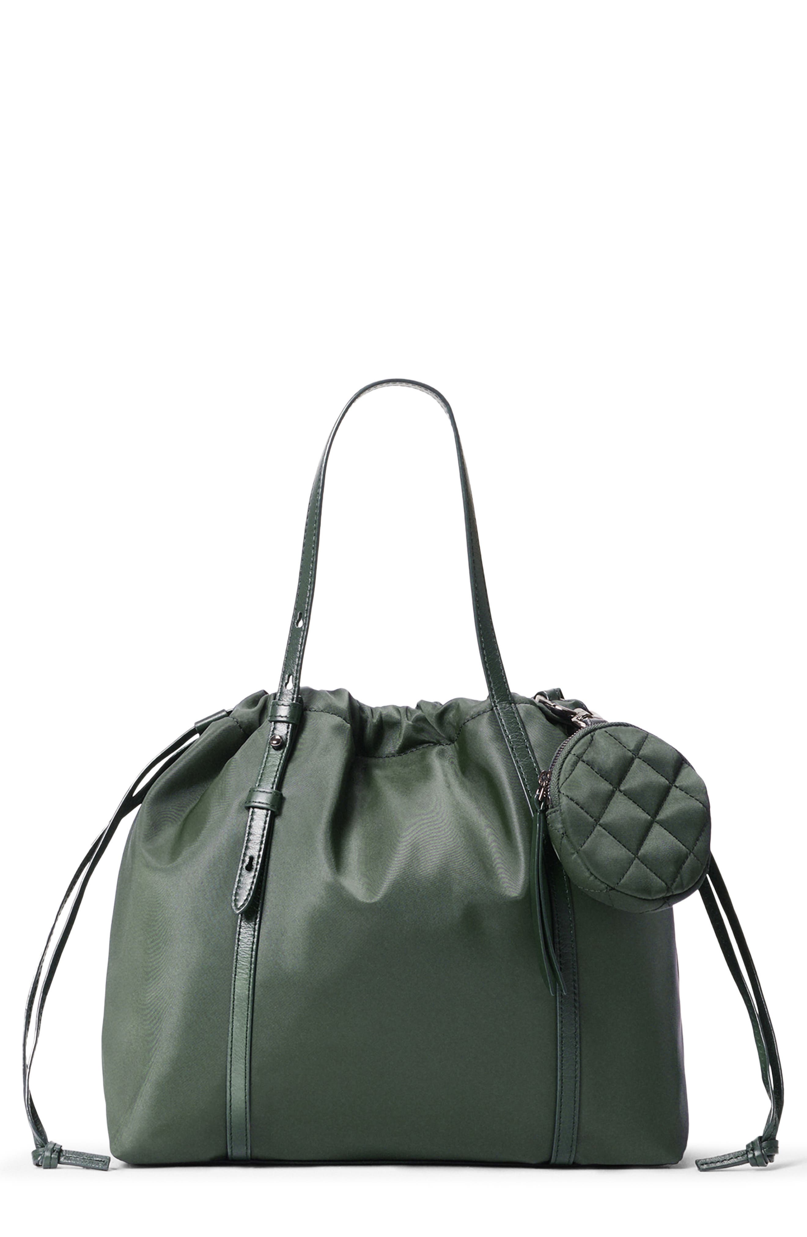 Small Waverly Leather Trim Nylon Tote, Main, color, JUNIPER