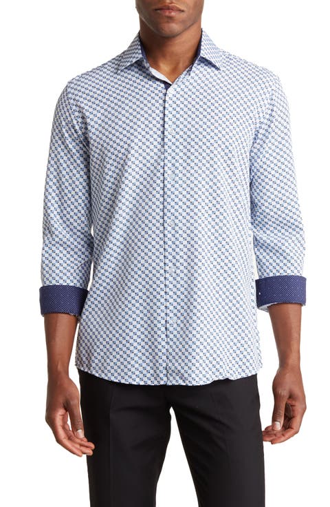 Slim Fit Geometric Print Performance Dress Shirt