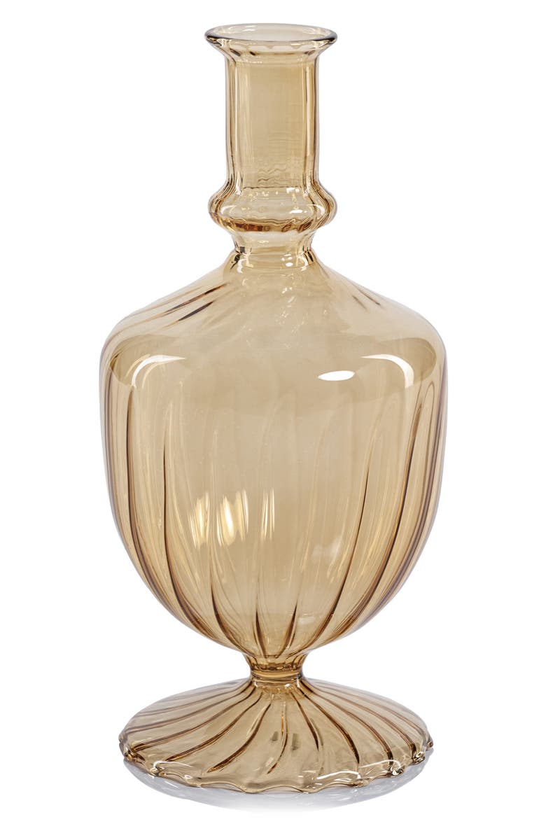 Vellum Set of 2 Spiral Decorative Glass Vases, Main, color, LIGHT AMBER