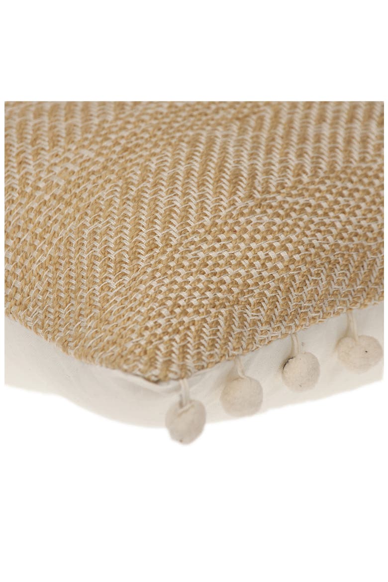 Pom Pom Trim Square Accent Pillow, Alternate, color, BEIGE