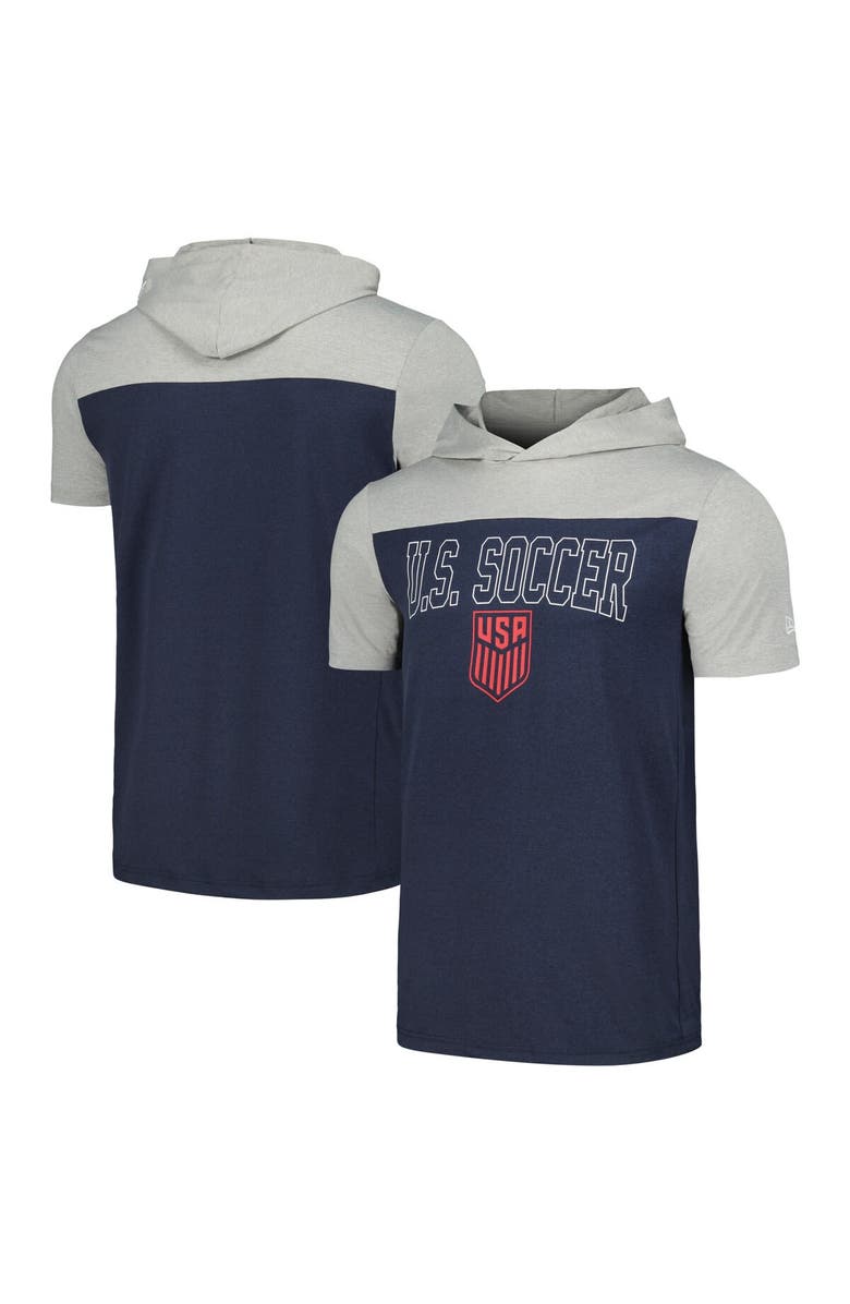 5TH AND OCEAN BY NEW ERA Men's 5th & Ocean by New Era Navy USMNT Active Short Sleeve Hoodie T-Shirt, Main, color, 