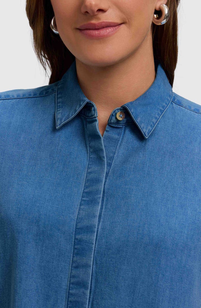 Foxcroft Cici Denim Tunic, Alternate, color, Medium Wash Blue