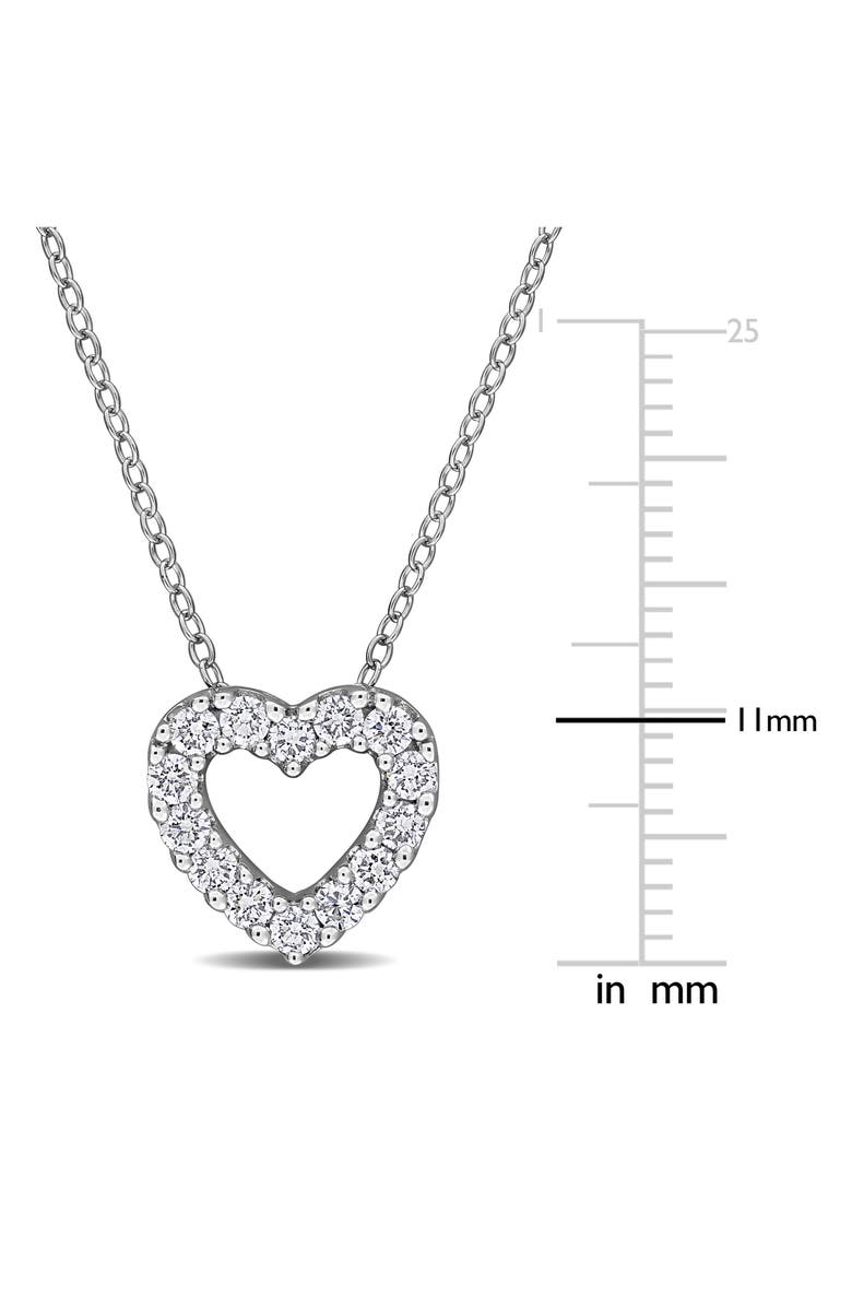 Created Forever Sterling Silver Lab Grown Diamond Open Heart Pendant Necklace, Alternate, color, Silver