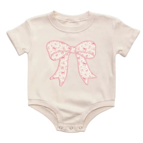 Ditsy Floral Bow Patch Short Sleeve Romper (Baby)