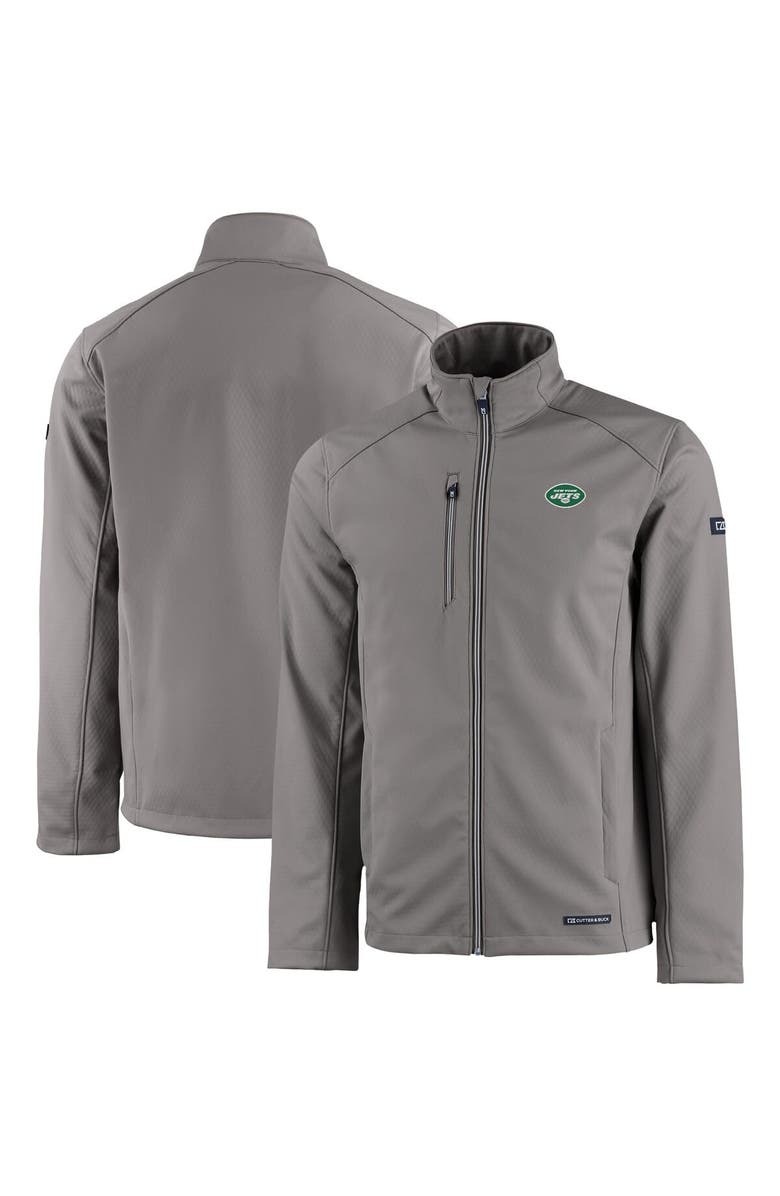 Cutter & Buck Men's Cutter & Buck Gray New York Jets Evoke Eco Softshell Recycled Full-Zip Jacket, Alternate, color, 