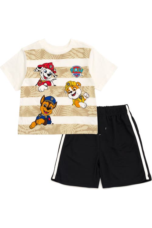 Paw Patrol Kids'  T-shirt And Mesh Shorts Set In Beige Black Chase