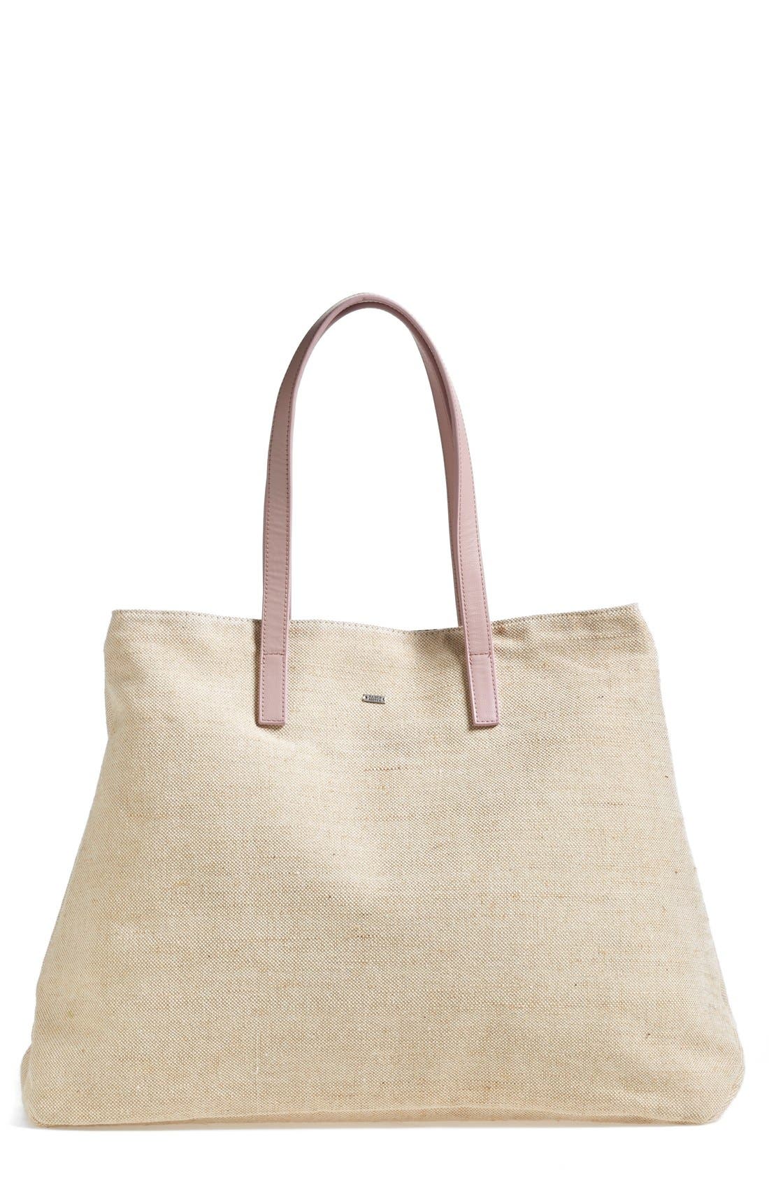 Canvas Beach Tote, Main, color, SAND MEL