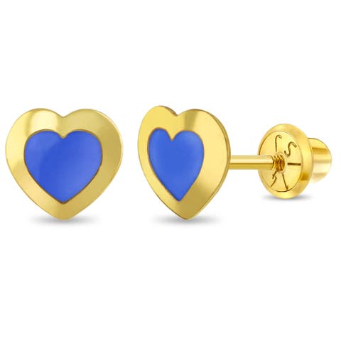 14k Enamel Heart Girl Earrings