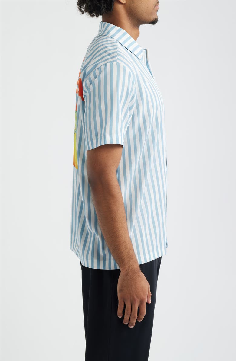 SANTO STUDIO Que Sera Sera Stripe Short Sleeve Cotton Button-Up Shirt - Ryan Sheckler Edition, Alternate, color, Blue