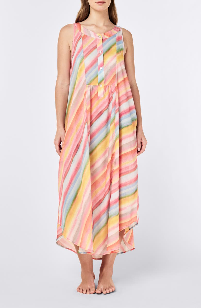 Papinelle Sophie Stripe Cotton Nightgown, Main, color, Sorbet Pink
