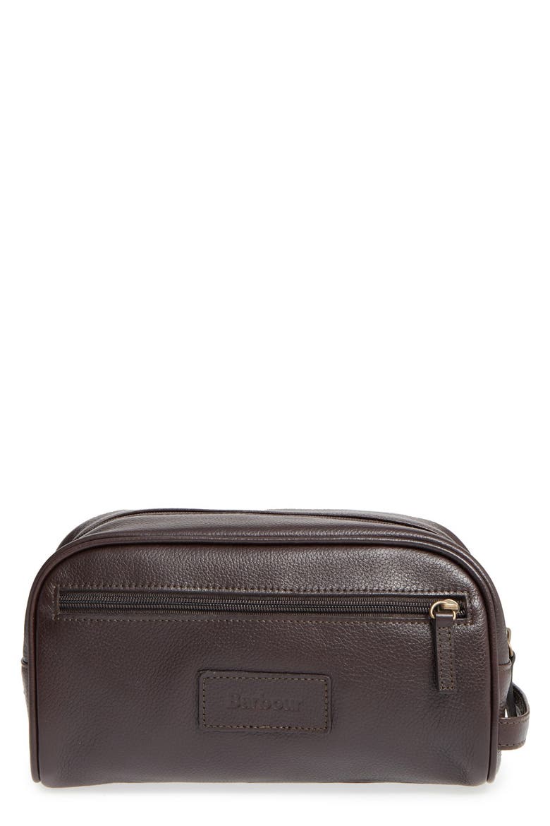 Leather Travel Kit, Main, color, DARK BROWN