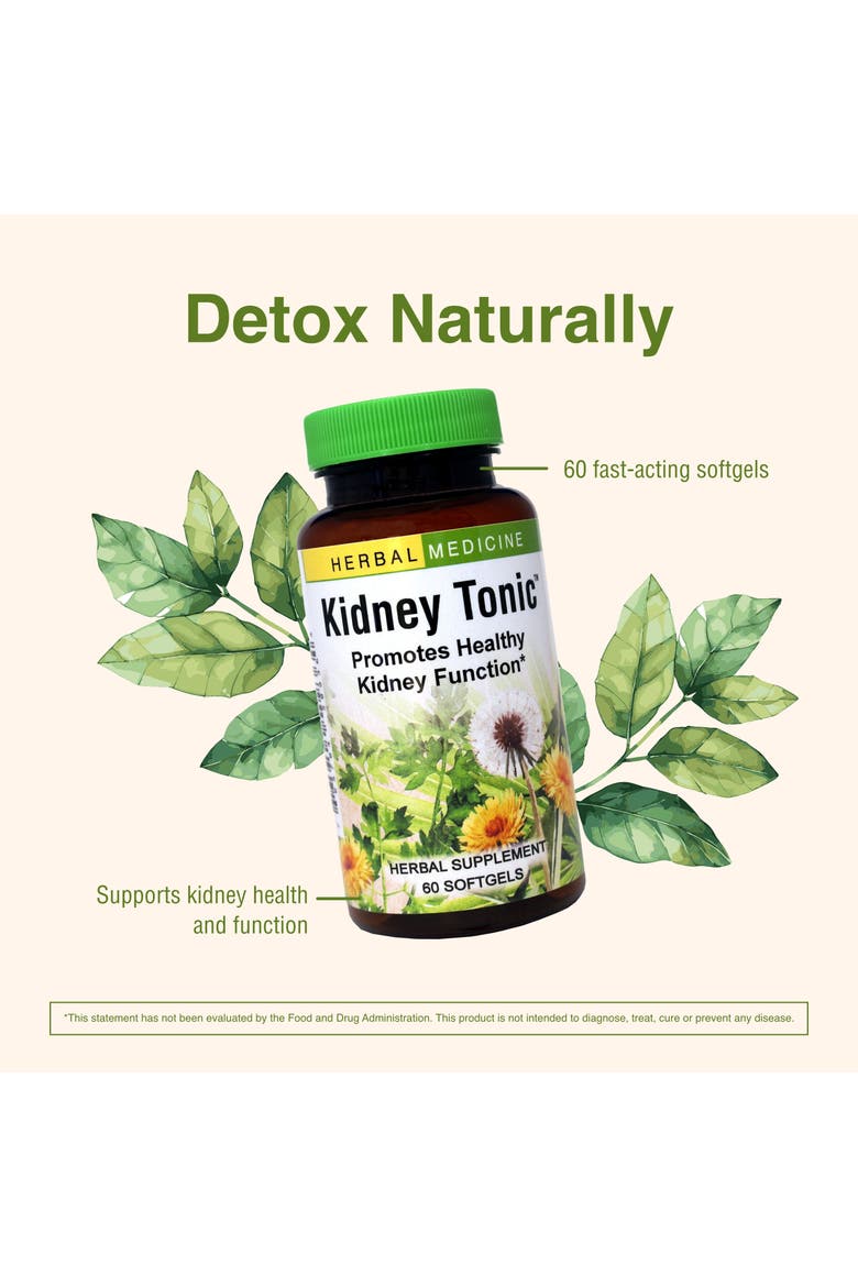 Kidney Tonic Softgels - Function Supplement - Natural with Dandelion, Saw Palmetto & Parsley - 60 Softgels, Alternate, color, No Color