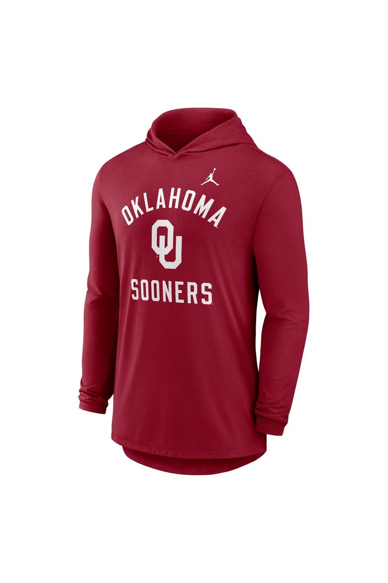 Men's Jordan Brand Crimson Oklahoma Sooners Classic Arch Tri-Blend Dri-FIT Long Sleeve Hoodie T-Shirt, Alternate, color, Crimson