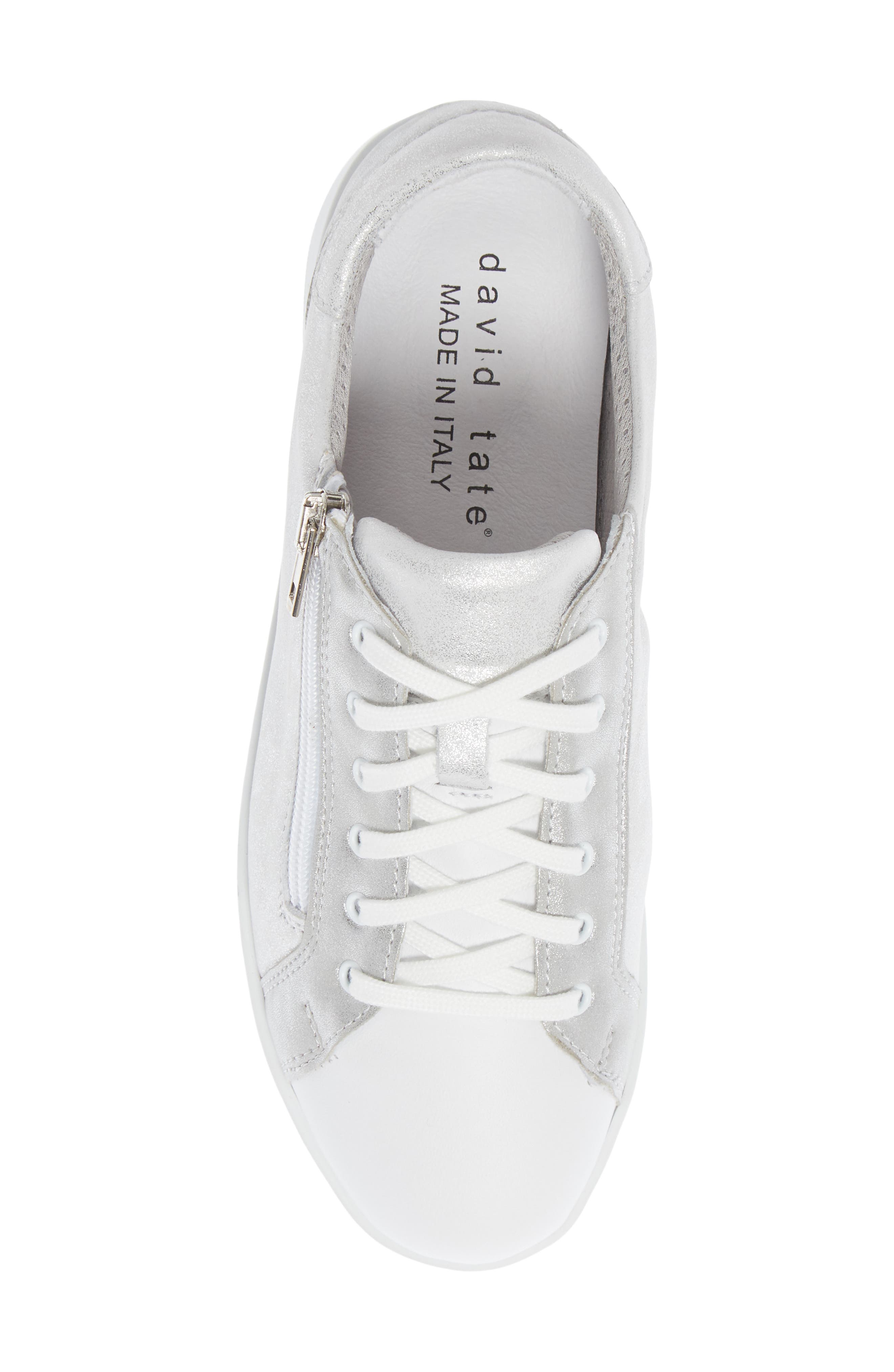 Elisa Sneaker, Alternate, color, SILVER/ WHITE LEATHER