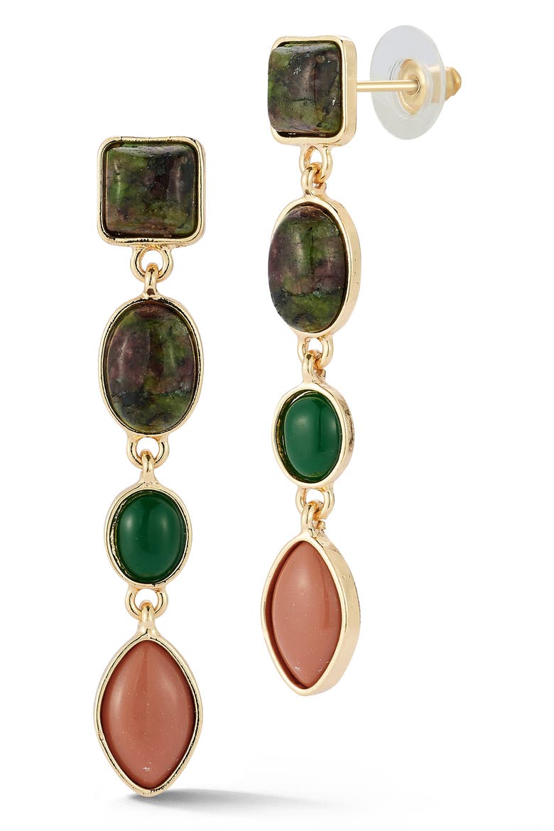 Resin Cabochon Drop Earrings, Main, color, GOLD