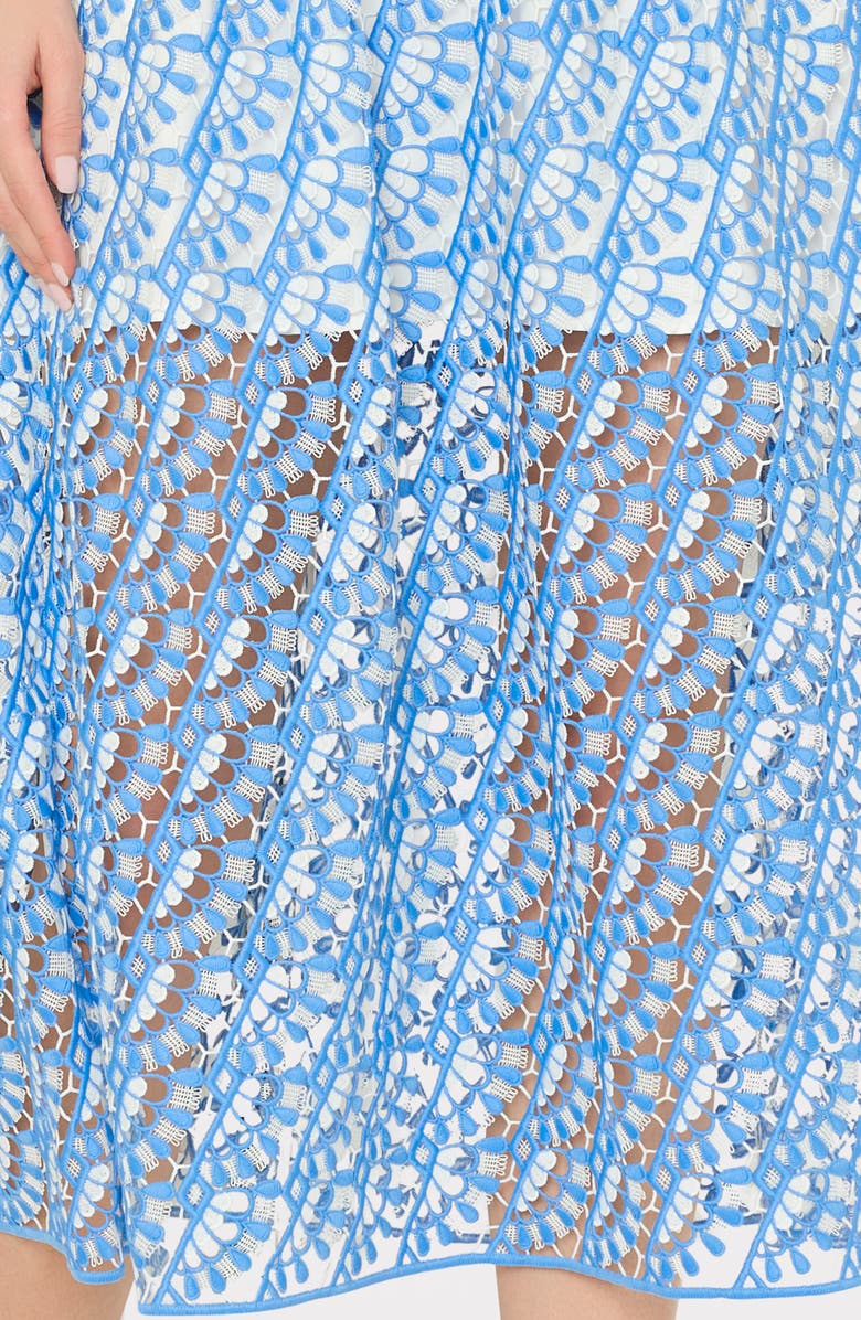 Milly Hazel Embroidered Midi Dress, Alternate, color, Blue