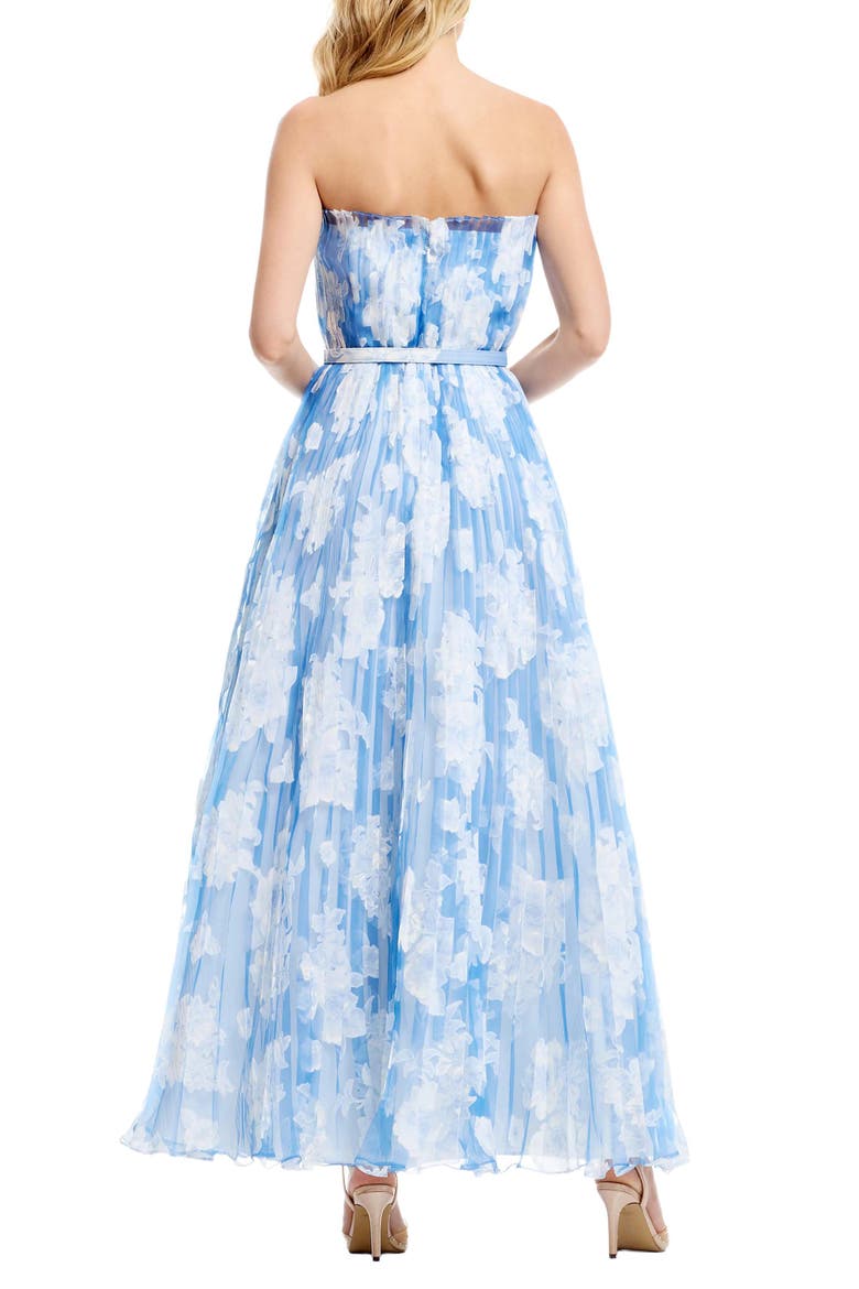 Verity Pleated Belted Strapless Gown, Alternate, color, SKY MULTI
